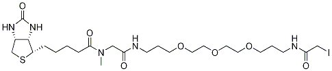 N’-(13-Iodoacetamido-4,7,10-trioxatridecanyl)-N-methyl-N-biotinylglycinamide 结构式