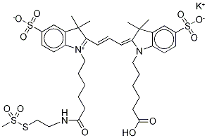 CYANINE 3 MONOFUNCTIONAL BIHEXANOIC ACID MONO-MTSEA DYE, POTASSIUM SALT 结构式