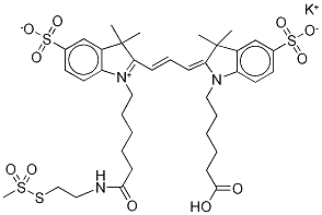 CYANINE 3 MONOFUNCTIONAL BIHEXANOIC ACID MONO-MTSEA DYE, POTASSIUM SALT Structure