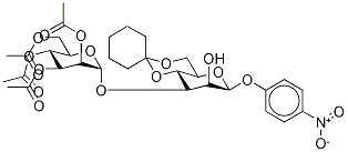 p-Nitrophenyl 3-O-(2,3,4,6-Tetra-O-acetyl-α-D-mannopyranosyl)-4,6-O-cyclohexylidene-β-D-mannopyranoside 化学構造式