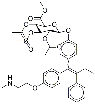 N-DesMethyl-4-hydroxy TaMoxifen-d5 Tri-O-acetyl-β-D-glucuronic Acid Methyl Ester (E/Z Mixture) Struktur