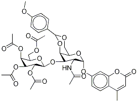 4-MethyluMbelliferyl 2-AcetaMido-2-deoxy-3-O-(tetra-O-acetyl-β-D-galactopyranosyl)-4,6-O-(p-MethoxyphenylMethylene)-α-D-galactopyranoside Structure