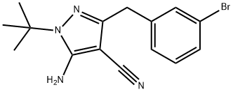 5-Amino-1-tert-butyl-3-(3-bromobenzyl)-1H-pyrazole-4-carbonitrile, 1428640-42-9, 结构式