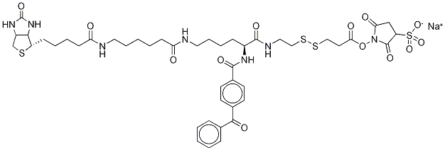 2-{N2-[Nα-Benzoylbenzoicamido-N6-6-biotinamidocaproyl]lysinylamido}ethyl-2’-(N-sulfosuccinimidylcarboxy)ethyl Disulfide Sodium Salt,,结构式