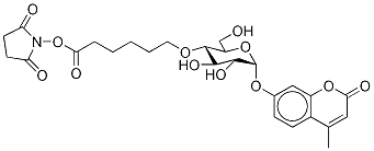 4-MethyluMbelliferyl α-D-Glucopyranoside 4'-O-C6-NHS Ester 化学構造式