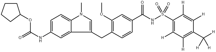 Cyclopentyl 3-[2-Methoxy-4-[p-(tolyl-d7)sulfonylcarbaMoyl)benzyl]-1-Methylindol-5-ylcarbaMate Structure
