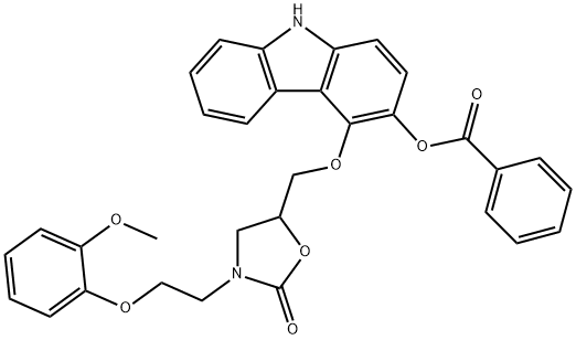 5-[(3-Benzoyloxy-9H-carbazol-4-yloxy)methyl]-3-[2-(2-methoxyphenoxy)ethyl]-2-oxazolidinone Structure