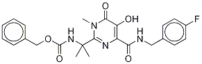 Benzyl [1-[4-[[(4-Fluorobenzyl)amino]carbonyl]-5-hydroxy-1-methyl-6-oxo-1,6-dihydropyrimidin-2-yl]-1-methylethyl]carbamate-d3 Struktur