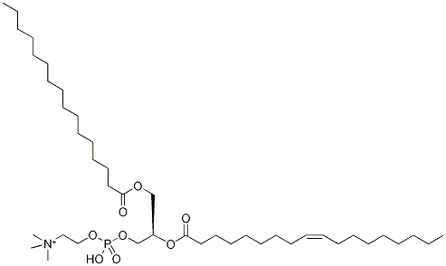 1-Palmitoyl-2-oleoyl-sn-glycerol-3-phosphocholine-13C18 结构式