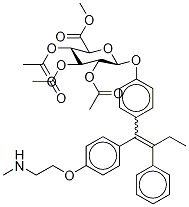 N-DesMethyl-4-hydroxy TaMoxifen Tri-O-acetyl-β-D-glucuronic Acid Methyl Ester (E/Z Mixture) 化学構造式