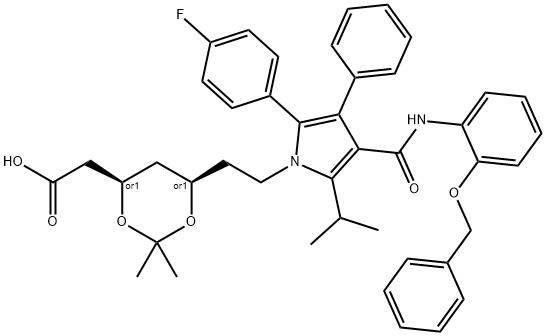 2-Benzyloxy Atorvastatin Acetonide, 1246820-45-0, 结构式