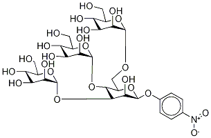 p-Nitrophenyl 3,4,6-Tri-O-(α-D-mannopyranosyl)-β-D-mannopyranoside 化学構造式