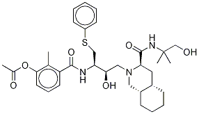 (3S,4aS,8aS)-2-[(2R,3R)-3-[(3-Acetoxy-2-methylbenzoyl)amino]-4-phenythiobutyl]-decahydro-N-(2-hydroxy-1,1-dimethylethyl)-3-isoquinolinecarboxamide,1217807-30-1,结构式