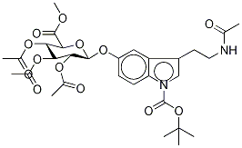 N-Acetyl-N-tert-butoxycarbonyl Serotonin Tri-O-acetyl-β-D-glucuronide Methyl Ester Structure