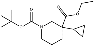 N-Boc-3-cyclopropylpiperidine-4-carboxylic Acid Ethyl Ester, 1346602-87-6, 结构式