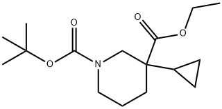 N-Boc-3-cyclopropylpiperidine-4-carboxylic Acid Ethyl Ester,1346602-87-6,结构式