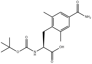 (S)-2-((TERT-ブチルトキシカルボニル)アミノ)-3-(4-カルバモイル-2,6-ジメチルフェニル)プロパン酸 化学構造式