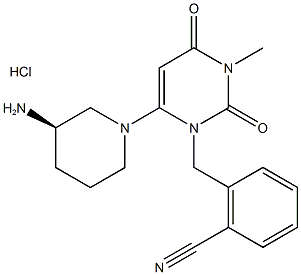 (R)-2-{[6-(3-AMinopiperidin-1-yl)-3-Methyl-2,4-dioxo-3,4-dihydropyriMidin-1(2H)-yl]Methyl}benzonitrile hydrochloride, 1246610-75-2, 结构式