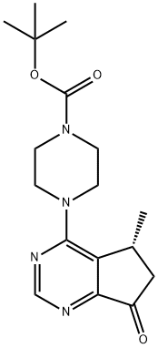 tert-Butyl (R)-4-(5-methyl-7-oxo-6,7-dihydro-5H-cyclopenta[d]pyrimidin-4-yl)piperazine-1-carboxylate Struktur