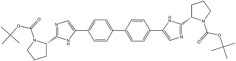 2,2'-(5,5'-([1,1'-ビフェニル]-4,4'-ジイル)ビス(1H-イミダゾール-5,2-ジイル))ビス(ピロリジン-1-カルボン酸(2S,2'S)-ジ-TERT-ブチル) 化学構造式