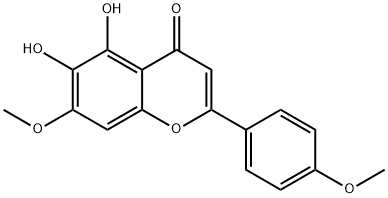 5,6-ジヒドロキシ-4',7-ジメトキシフラボン 化学構造式