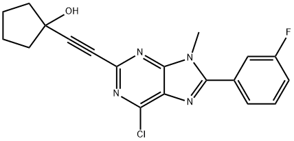 1-{2-[6-chloro-8-(3-fluorophenyl)-9-Methyl-9H-2-purinyl]-1-ethynyl}-1-cyclopentanol,1027273-63-7,结构式