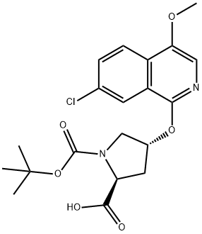 (2S,4R)-1-(叔丁氧基羰基)-4 - ((7-氯-4-甲氧基异喹啉-1-基)氧基)吡咯烷-2,1028252-15-4,结构式