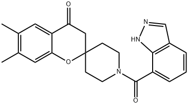 Spiro[2H-1-benzopyran-2,4'-piperidin]-4(3H)-one, 1'-(1H-indazol-7-ylcarbonyl)-6,7-diMethyl-|螺[2H-1-苯并吡喃-2,4 '-哌啶]-4(3H)-酮,1 '-(1H-吲唑-7-基羰基)-6,7-二甲基-