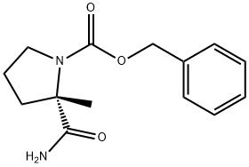 benzyl (S)-2-carbaMoyl-2-Methylpyrrolidine-1-carboxylate 化学構造式