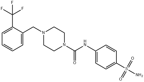 1-(4-Aminosulfonyl-anilinoformyl)-4-(2-trifluoromethylbenzyl)-piperazine 化学構造式