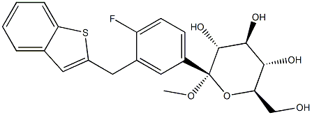 甲基 1-C-[3-(苯并[B]噻吩-2-基甲基)-4-氟苯基]-ALPHA-D-吡喃葡萄糖苷,1034305-23-1,结构式
