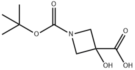 1-(TERT-ブチルトキシカルボニル)-3-ヒドロキシアゼチジン-3-カルボン酸 化学構造式