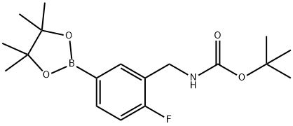 3-(Boc-aMinoMethyl)-4-fluorobenzeneboronic acid pinacol ester, 96% 化学構造式