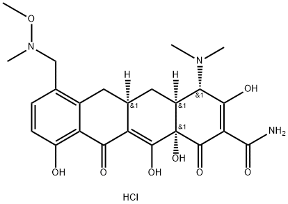 (4S,4AS,5AR,12AS)-4-(二甲基氨基)-1,4,4A,5,5A,6,11,12A-八氢-3,10,12,12A-四羟基-7-[(甲氧基甲基氨基)甲基]-1,11-二氧代-2-并四苯甲酰胺盐酸盐,1035979-44-2,结构式