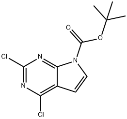 2,4-ジクロロ-7H-ピロロ[2,3-D]ピリミジン-7-カルボン酸1,1-ジメチルエチルエステル 化学構造式