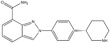 2-[4-[(3S)-3-ピペリジニル]フェニル]-2H-インダゾール-7-カルボアミド・塩酸塩 化学構造式