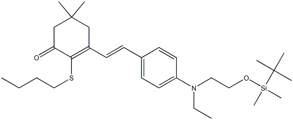 2-(butylthio)-3-[(1E)-2-[4-[[2-[[(1,1-diMethylethyl) diMethylsiyl]oxy]ethylaMino]phenyl]ethenyl]-5,5-diMethyl-2-cyclohexen-1- one 化学構造式