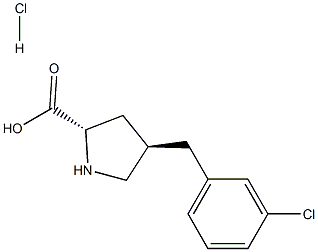 (2S,4R)-4-(3-クロロベンジル)ピロリジン-2-カルボン酸塩酸塩 化学構造式