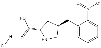 (2S,4R)-4-(2-nitrobenzyl)pyrrolidine-2-carboxylic acid hydrochloride 化学構造式