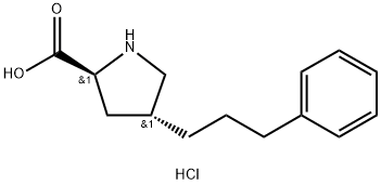 (2S,4R)-4-(3-フェニルプロピル)ピロリジン-2-カルボン酸塩酸塩 化学構造式