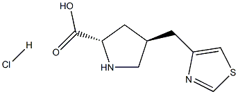 (2S,4S)-4-(thiazol-4-ylMethyl)pyrrolidine-2-carboxylic acid hydrochloride Structure