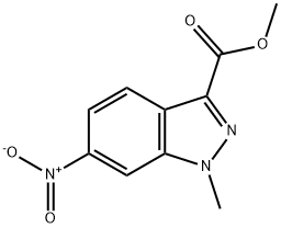1-メチル-6-ニトロ-1H-インダゾール-3-カルボン酸メチル 化学構造式