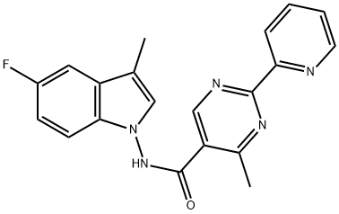 5-PyriMidinecarboxaMide, N-(5-fluoro-3-Methyl-1H-indol-1-yl)-4-Methyl-2-(2-pyridinyl)- Struktur