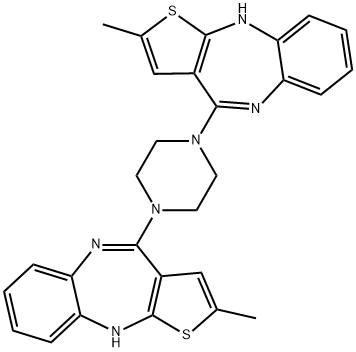 (E)-2-Methyl-4-(4-(2-Methyl-5,10-dihydro-4H-benzo[b]thieno[2,3-e][1,4]diazepin-4-yl)piperazin-1-yl)-10H-benzo[b]thieno[2,3-e][1,4]diazepine 化学構造式