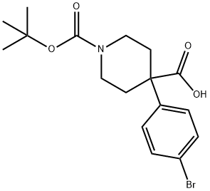 1-BOC-4-(4-溴苯基)-4-哌啶甲酸,1076197-05-1,结构式