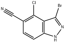 3-BroMo-4-chloro-5-cyano-(1H)indazole 化学構造式