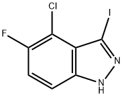 3-Iodo-4-chloro-5-fluoro-(1H)indazole 化学構造式