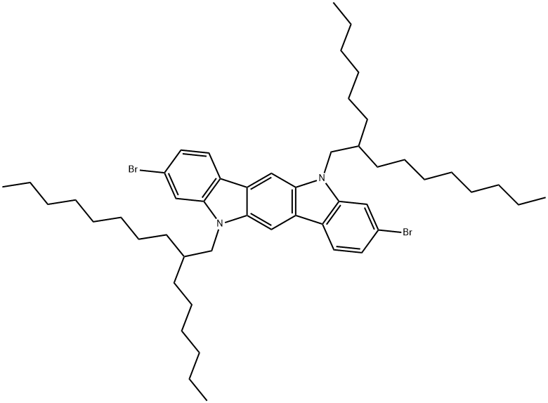 3,9-DibroMo-5,11-bis(2-hexyldecyl)-5,11-dihydroindolo[3,2-b]carbazole Struktur