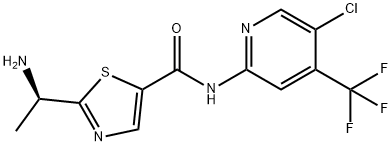 5-ThiazolecarboxaMide, 2-[(1R)-1-aMinoethyl]-N-[5-chloro-4-(trifluoroMethyl)-2-pyridinyl]- 化学構造式