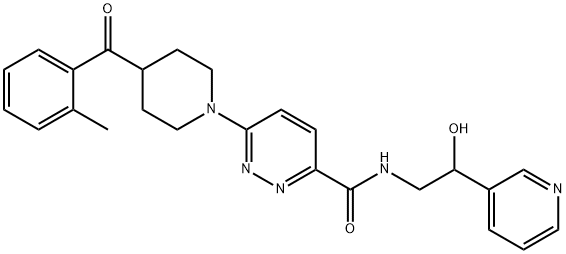 N-(2-hydroxy-2-(pyridin-3-yl)ethyl)-6-(4-(2-Methylbenzoyl)piperidin-1-yl)pyridazine-3-carboxaMide Struktur